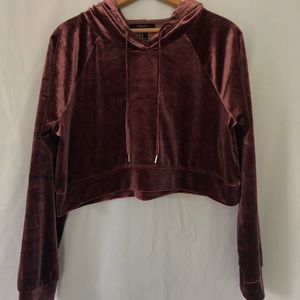 Maroon velvet hoodie